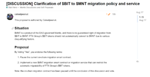 Mantle pauses token migration to stop FTX converting M in BIT tokens to MNT