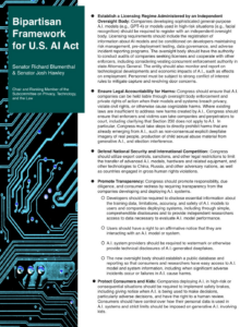 Senators unveil bipartisan blueprint for comprehensive AI regulation